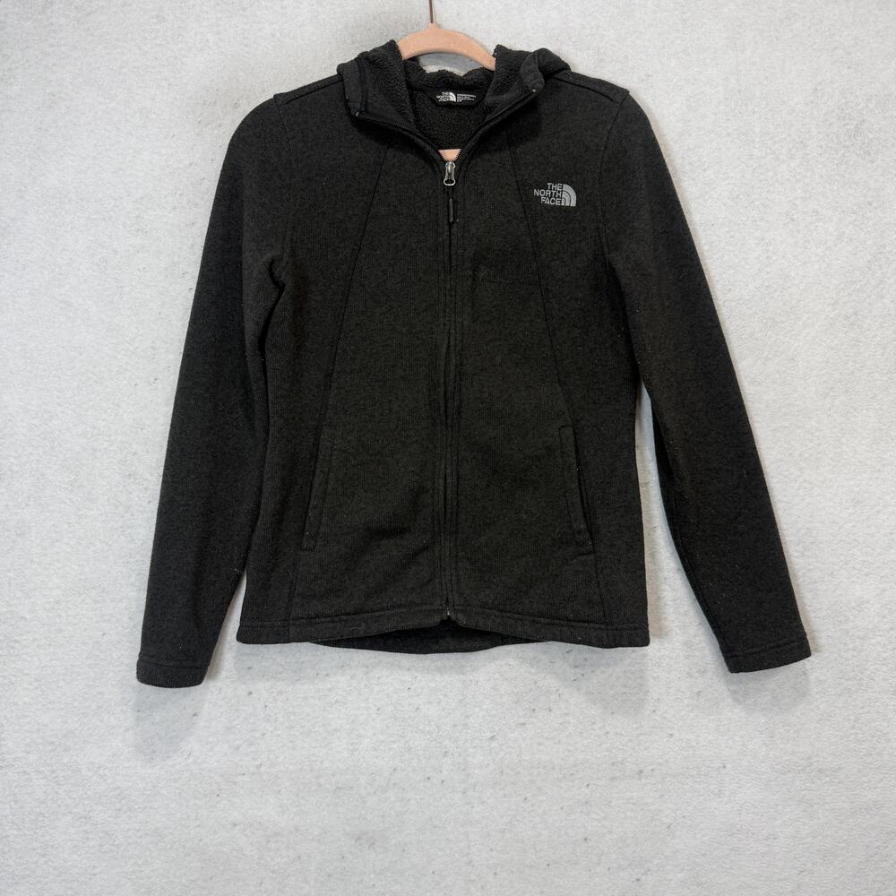 The North Face Jacket Womens Small Gray Soft Fleece Hooded Full Zip Pockets